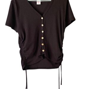 No Boundaries Black Short Sleeve Button Down Shirt Size XL 15-17